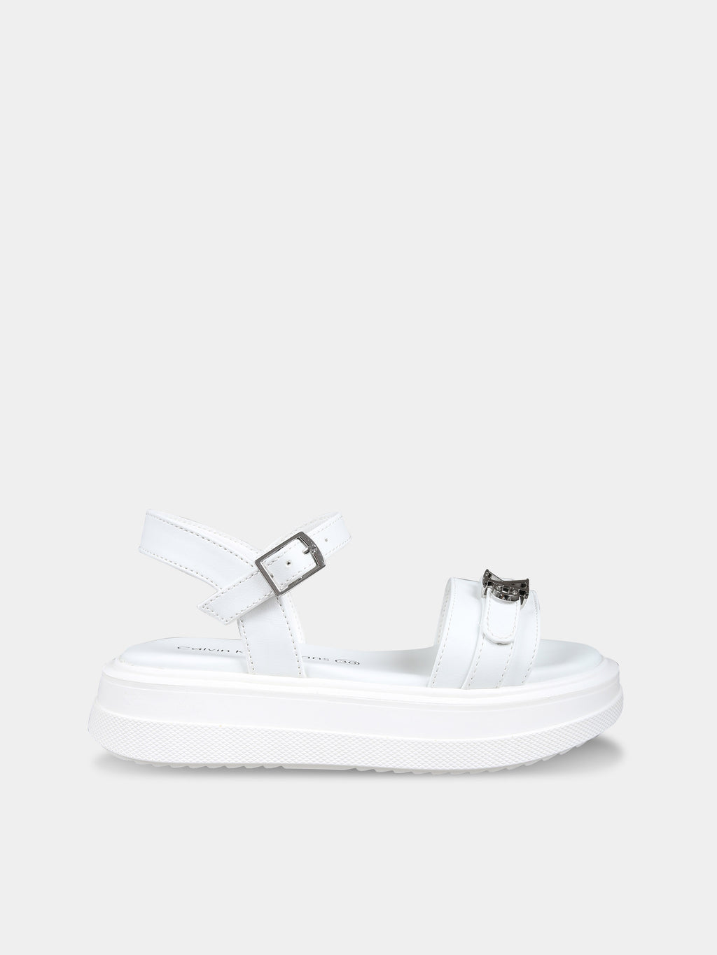 White sandals for girl with logo